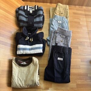 Janie and jack 2t preppy bundle, adjustable waist , cotton 7 pieces, cardigan